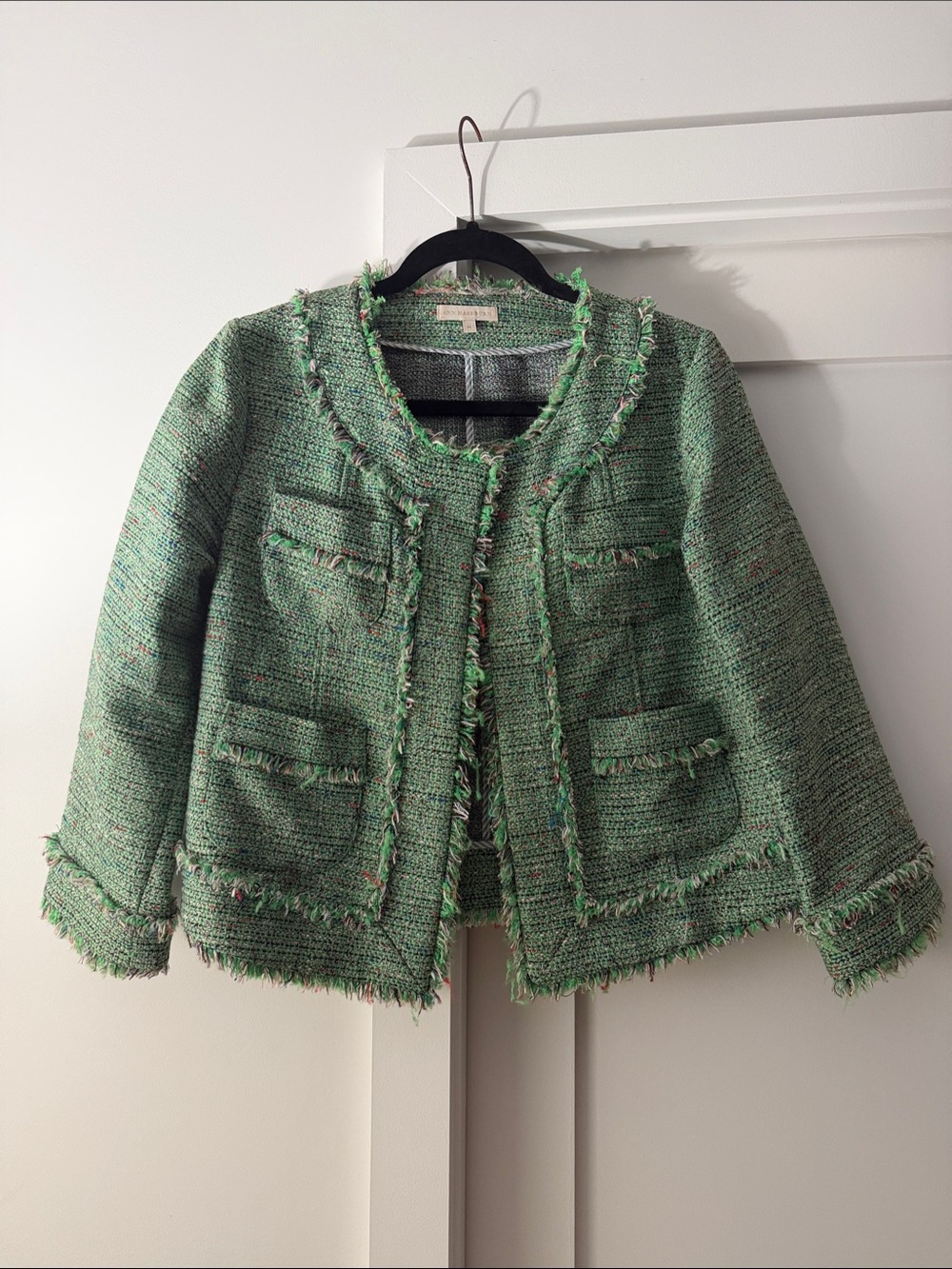 ANN MASHBURN Mint Green Fringe Tweed Jacket
